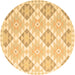 Round Southwestern Brown Country Rug, con2105brn