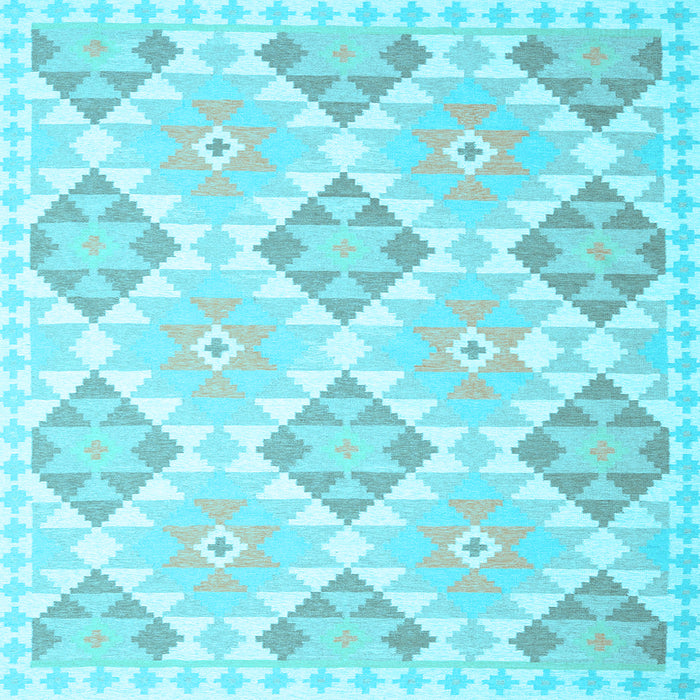 Square Southwestern Light Blue Country Rug, con2105lblu
