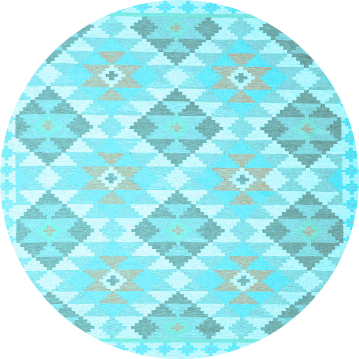 Round Southwestern Light Blue Country Rug, con2105lblu