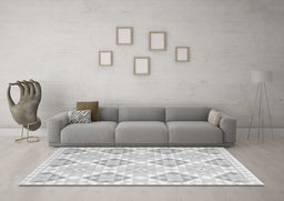 Machine Washable Southwestern Gray Country Rug in a Living Room,, wshcon2105gry