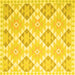 Square Machine Washable Southwestern Yellow Country Rug, wshcon2105yw