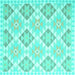 Square Machine Washable Southwestern Turquoise Country Area Rugs, wshcon2105turq