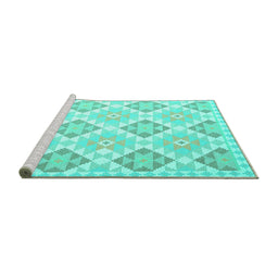 Sideview of Machine Washable Southwestern Turquoise Country Area Rugs, wshcon2105turq