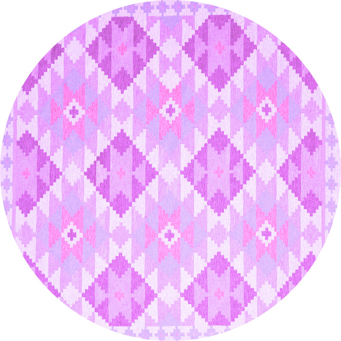 Round Machine Washable Southwestern Purple Country Area Rugs, wshcon2105pur