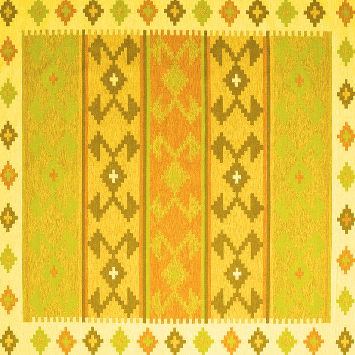 Square Abstract Yellow Contemporary Rug, con2106yw