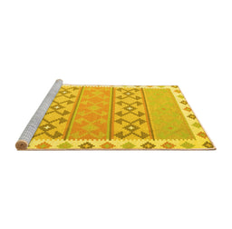 Sideview of Machine Washable Abstract Yellow Contemporary Rug, wshcon2106yw