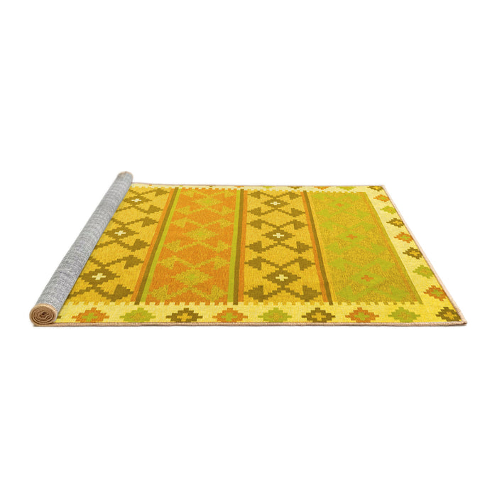 Sideview of Machine Washable Abstract Yellow Contemporary Rug, wshcon2106yw