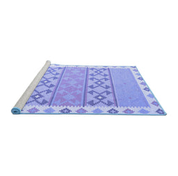 Sideview of Machine Washable Abstract Blue Contemporary Rug, wshcon2106blu