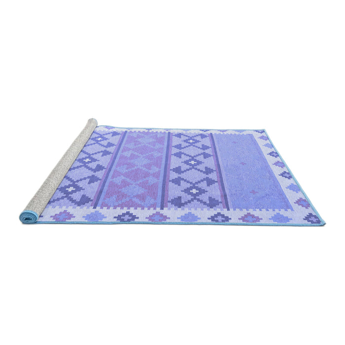 Sideview of Machine Washable Abstract Blue Contemporary Rug, wshcon2106blu