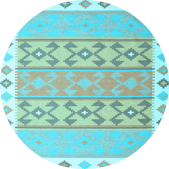 Round Abstract Light Blue Contemporary Rug, con2106lblu