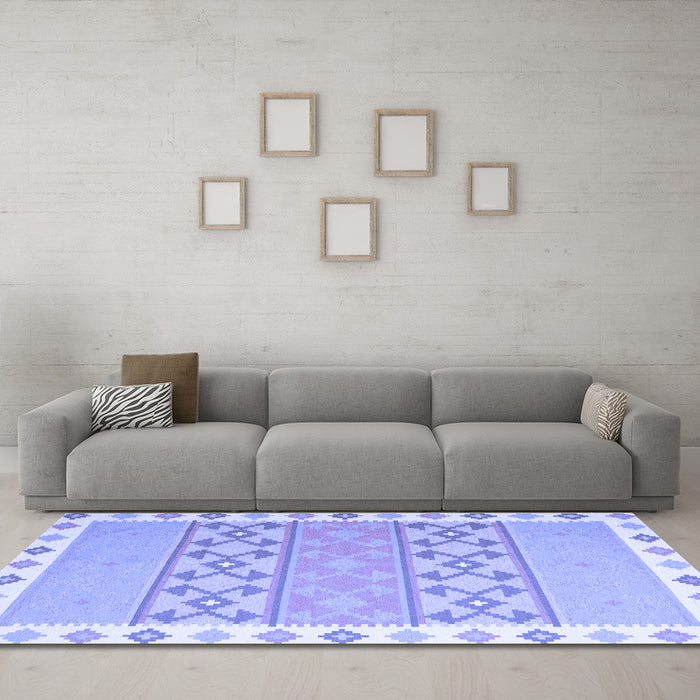 Machine Washable Abstract Blue Contemporary Rug in a Living Room, wshcon2106blu