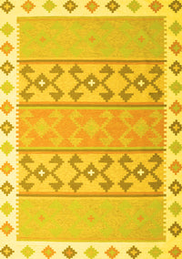 Abstract Yellow Contemporary Rug, con2106yw