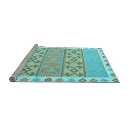 Sideview of Machine Washable Abstract Light Blue Contemporary Rug, wshcon2106lblu