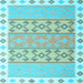 Square Abstract Light Blue Contemporary Rug, con2106lblu