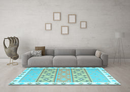 Machine Washable Abstract Light Blue Contemporary Rug in a Living Room, wshcon2106lblu