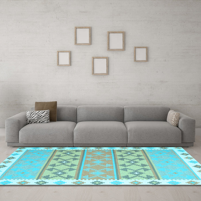 Machine Washable Abstract Light Blue Contemporary Rug in a Living Room, wshcon2106lblu