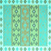 Square Abstract Turquoise Contemporary Rug, con2106turq