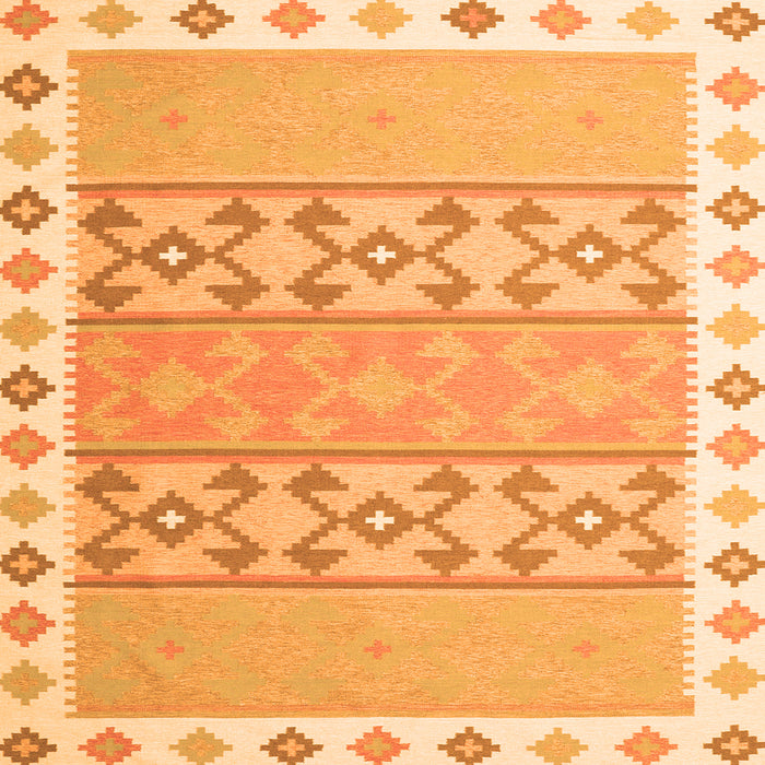 Round Machine Washable Abstract Orange Contemporary Area Rugs, wshcon2106org