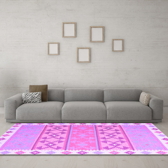 Machine Washable Abstract Purple Contemporary Area Rugs in a Living Room, wshcon2106pur