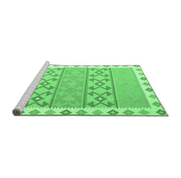 Sideview of Machine Washable Abstract Emerald Green Contemporary Area Rugs, wshcon2106emgrn