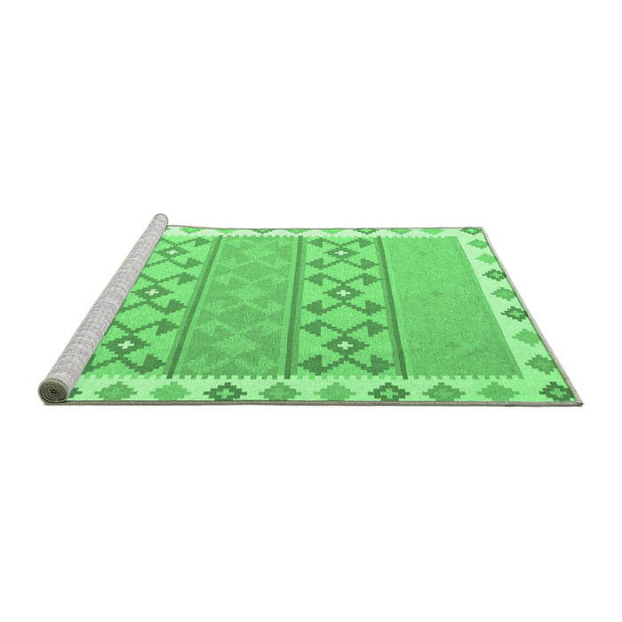 Sideview of Machine Washable Abstract Emerald Green Contemporary Area Rugs, wshcon2106emgrn