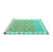 Sideview of Machine Washable Abstract Turquoise Contemporary Area Rugs, wshcon2106turq