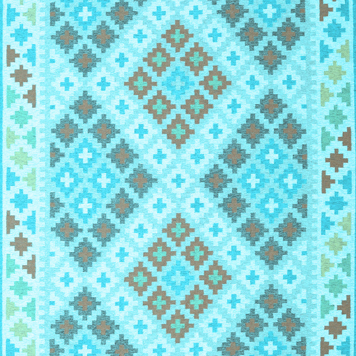 Machine Washable Southwestern Light Blue Country Rug, wshcon2107lblu