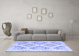 Machine Washable Southwestern Blue Country Rug in a Living Room, wshcon2107blu