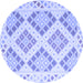 Round Southwestern Blue Country Rug, con2107blu