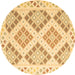 Round Southwestern Brown Country Rug, con2107brn