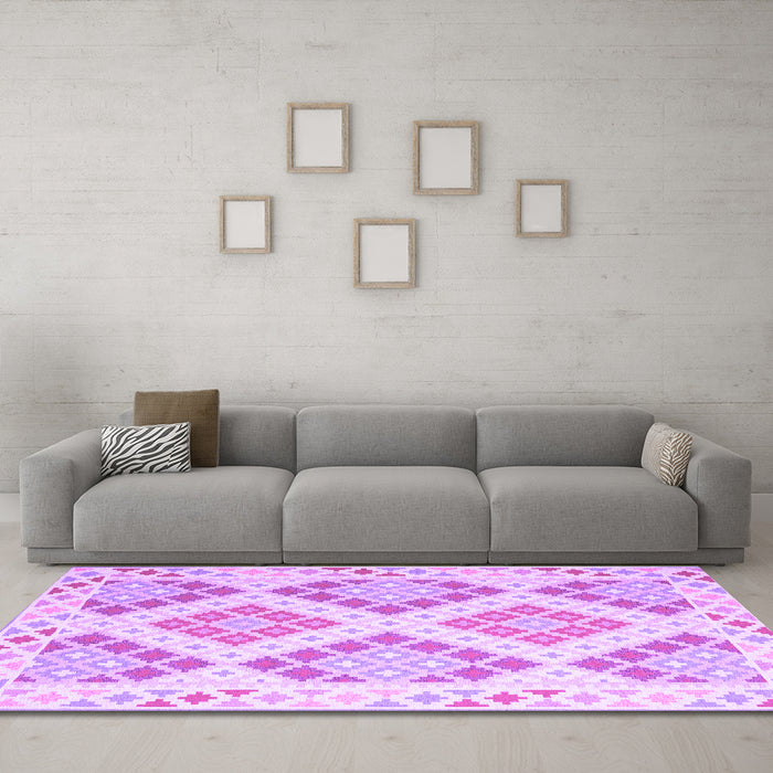 Machine Washable Southwestern Purple Country Area Rugs in a Living Room, wshcon2107pur