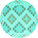 Round Southwestern Turquoise Country Rug, con2107turq