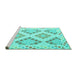 Sideview of Machine Washable Southwestern Turquoise Country Area Rugs, wshcon2107turq