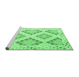 Sideview of Machine Washable Southwestern Emerald Green Country Area Rugs, wshcon2107emgrn