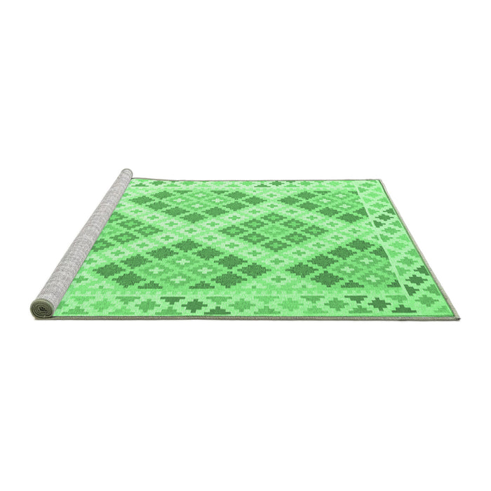 Sideview of Machine Washable Southwestern Emerald Green Country Area Rugs, wshcon2107emgrn