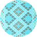 Round Southwestern Light Blue Country Rug, con2107lblu