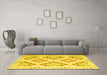 Machine Washable Southwestern Yellow Country Rug in a Living Room, wshcon2107yw