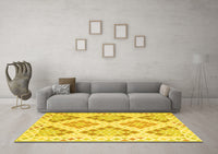 Machine Washable Southwestern Yellow Country Rug, wshcon2107yw