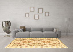 Machine Washable Southwestern Brown Country Rug in a Living Room,, wshcon2107brn