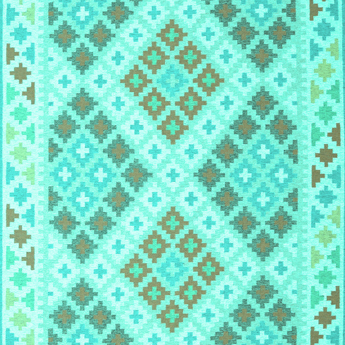 Machine Washable Southwestern Turquoise Country Area Rugs, wshcon2107turq