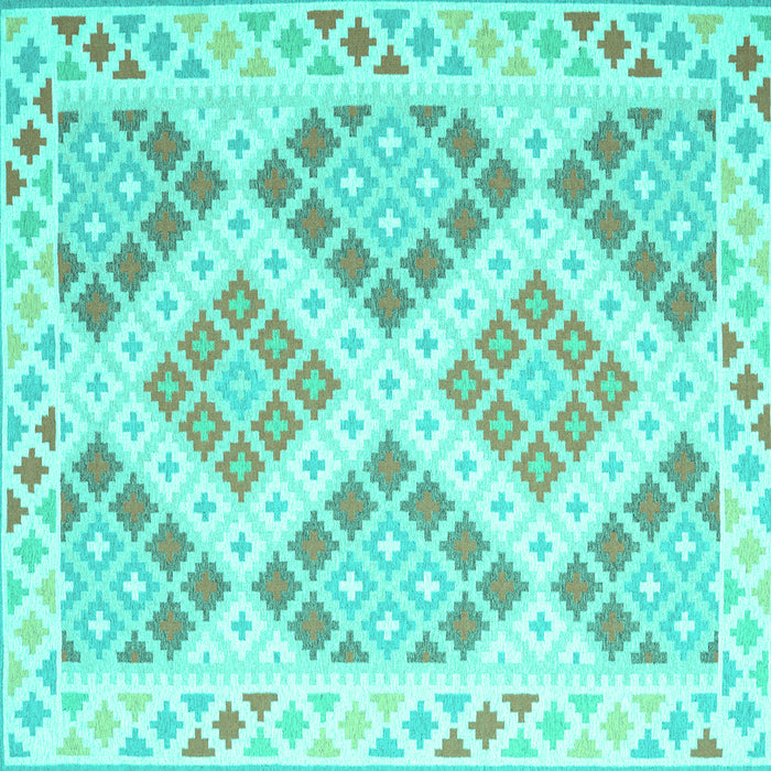 Square Southwestern Turquoise Country Rug, con2107turq