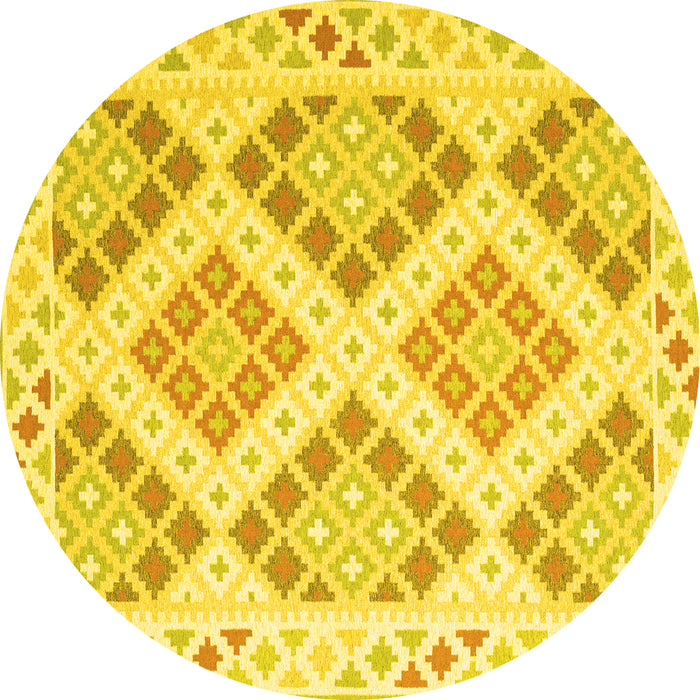 Round Southwestern Yellow Country Rug, con2107yw