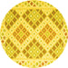 Round Southwestern Yellow Country Rug, con2107yw