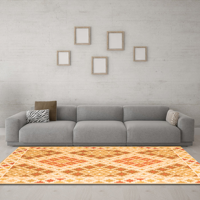 Machine Washable Southwestern Orange Country Area Rugs in a Living Room, wshcon2107org