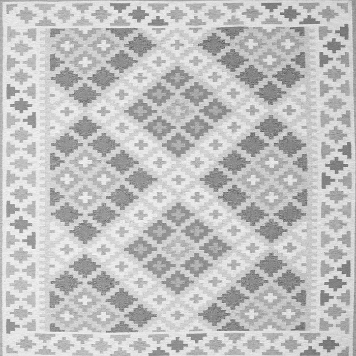 Round Machine Washable Southwestern Gray Country Rug, wshcon2107gry