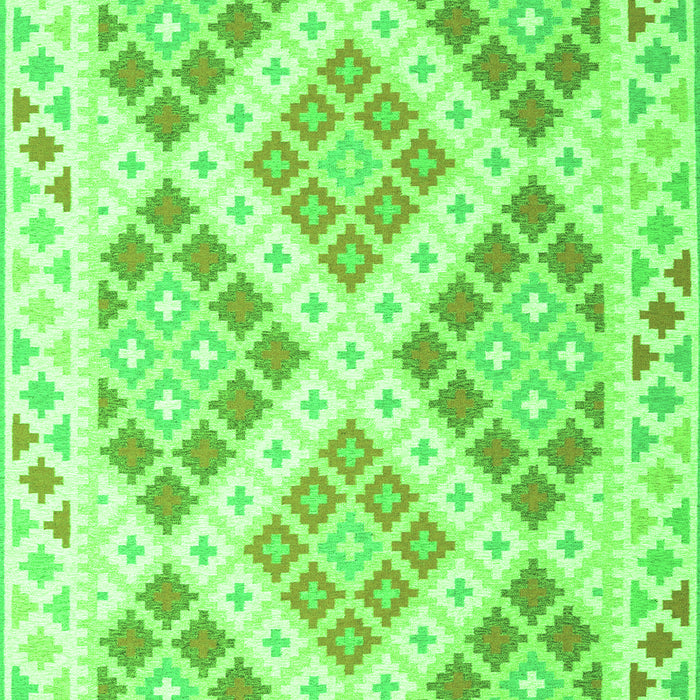 Serging Thickness of Machine Washable Southwestern Green Country Area Rugs, wshcon2107grn