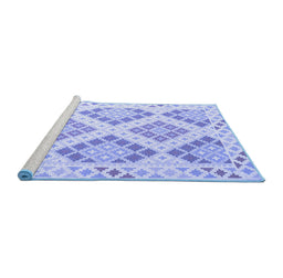 Sideview of Machine Washable Southwestern Blue Country Rug, wshcon2107blu