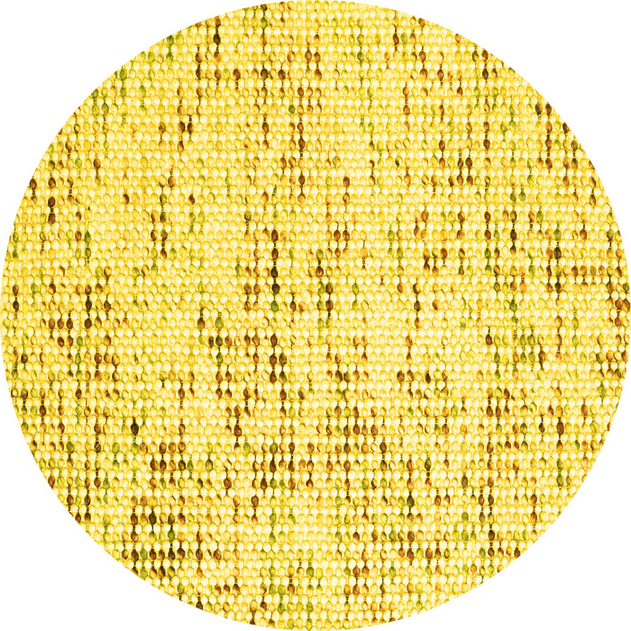 Round Machine Washable Solid Yellow Modern Rug, wshcon2108yw