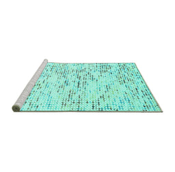 Sideview of Machine Washable Solid Turquoise Modern Area Rugs, wshcon2108turq