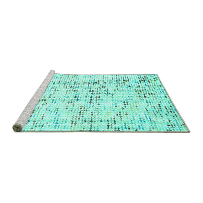 Sideview of Machine Washable Solid Turquoise Modern Area Rugs, wshcon2108turq
